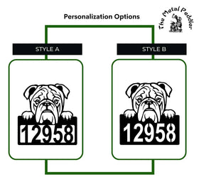 English Bulldog Address Sign - Detailed Dog Design with Custom House Numbers The Metal Peddler