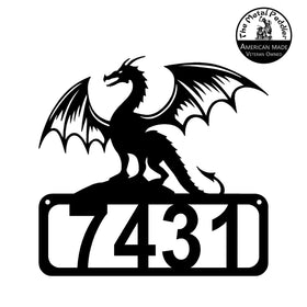 Fierce Dragon Address Sign – Framed Number Metal Art The Metal Peddler