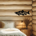 Salmon Fish Wall Art with Beautiful Mountain Fishing Boat Scene The Metal Peddler