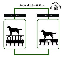 Flat-Coated Retriever Personalized Key and Leash Holder -  5 Hooks