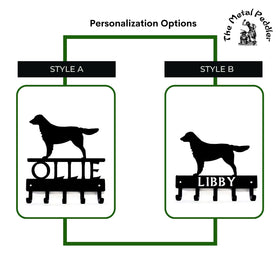 Flat-Coated Retriever Personalized Key and Leash Holder -  5 Hooks