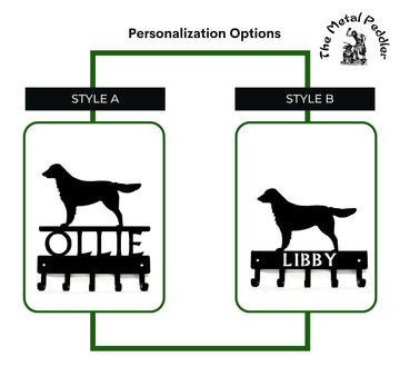 Flat-Coated Retriever Personalized Key and Leash Holder -  5 Hooks