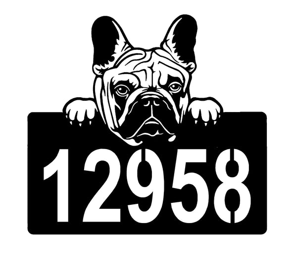 French Bulldog #1 Address Sign - Detailed Dog Design with Custom House Numbers The Metal Peddler