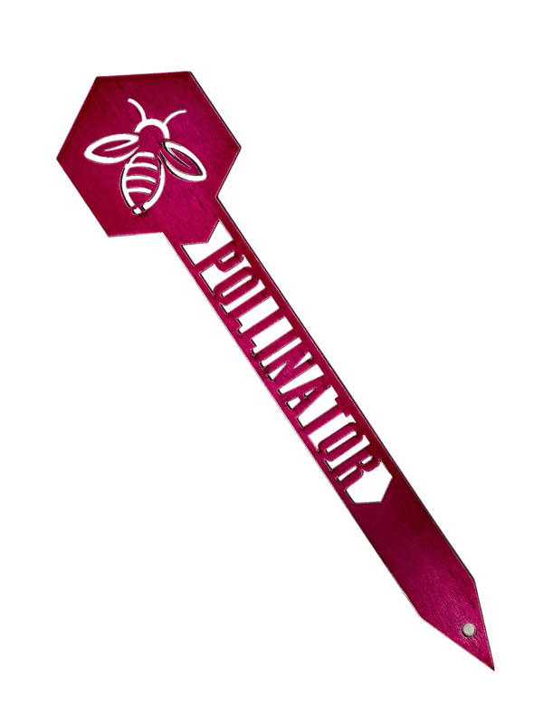 pink bee POLLINATOR garden stake