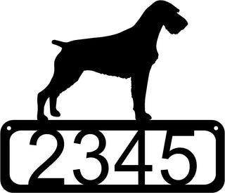 GWP German Wirehaired Pointer Dog House Address Sign - The Metal Peddler Address Signs address sign, breed, Breed G, Dog, German Wirehaired Pointer, House sign, Personalized Signs, personalizetext, porch, silstyle