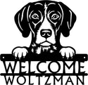 German Shorthaired Pointer Detailed Dog Face Welcome Sign or Custom Name The Metal Peddler