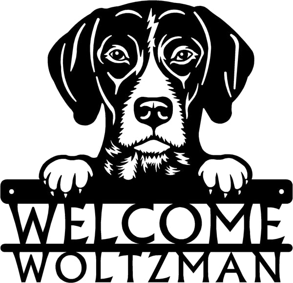 German Shorthaired Pointer Detailed Dog Face Welcome Sign or Custom Name The Metal Peddler