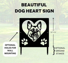 German Shepherd Name Sign or Heart Memorial Wall or Yard Plaque The Metal Peddler