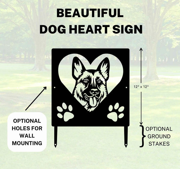 German Shepherd Name Sign or Heart Memorial Wall or Yard Plaque The Metal Peddler