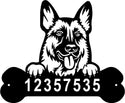 German Shepherd Head and Dog Bone Sign with Custom Name or Numbers The Metal Peddler