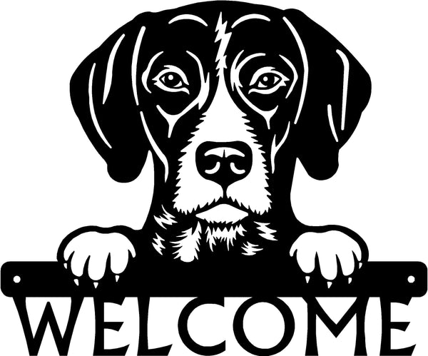 German Shorthaired Pointer Detailed Dog Face Welcome Sign or Custom Name The Metal Peddler