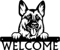 German Shepherd Detailed Dog Face Welcome Sign or Custom Name The Metal Peddler