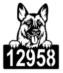 German Shepherd Address Sign - Detailed Dog Design with Custom House Numbers The Metal Peddler