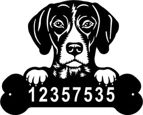 German Shorthair Pointer Head and Dog Bone Sign with Custom Name or Numbers The Metal Peddler