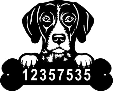 German Shorthair Pointer Head and Dog Bone Sign with Custom Name or Numbers The Metal Peddler
