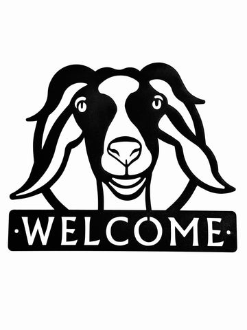 Happy Goat Welcome Sign with Name or House Number Option