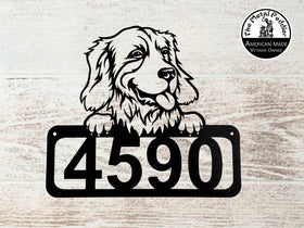 Golden Retriever #1 Address Sign - Detailed Dog Design with Custom House Numbers The Metal Peddler