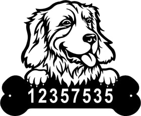 Golden Retriever #1 Head and Dog Bone Sign with Custom Name or Numbers The Metal Peddler