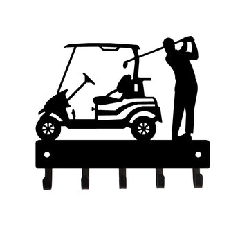 Male Golfer Golf Cart Key Holder with 5 Hooks - The Metal Peddler Key Rack 03106-KRSM-Golf Male TheMetalPeddler.com