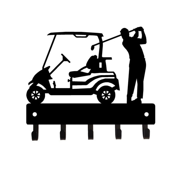 Male Golfer Golf Cart Key Holder with 5 Hooks - The Metal Peddler Key Rack 03106-KRSM-Golf Male TheMetalPeddler.com