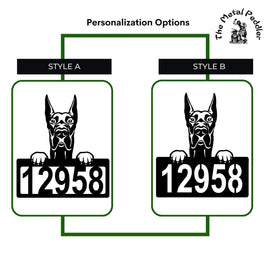 Great Dane Address Sign - Detailed Dog Design with Custom House Numbers The Metal Peddler