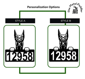 Great Dane Address Sign - Detailed Dog Design with Custom House Numbers The Metal Peddler