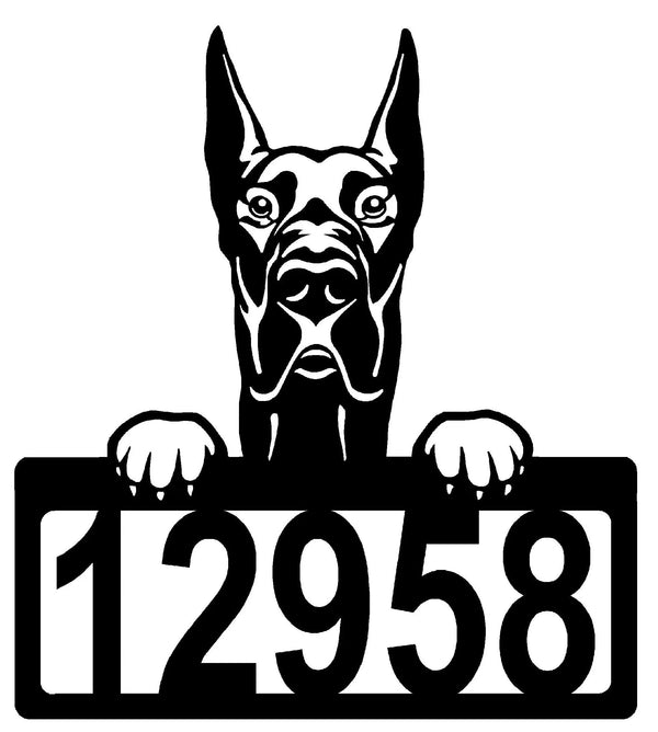 Great Dane Address Sign - Detailed Dog Design with Custom House Numbers The Metal Peddler