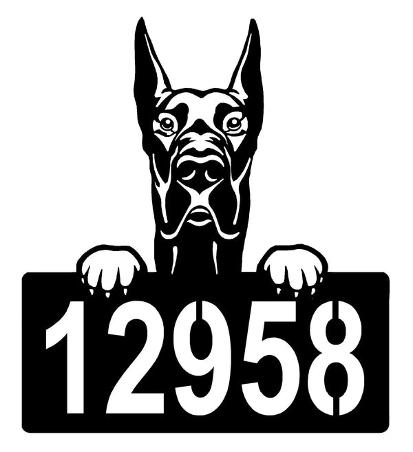 Great Dane Address Sign - Detailed Dog Design with Custom House Numbers The Metal Peddler