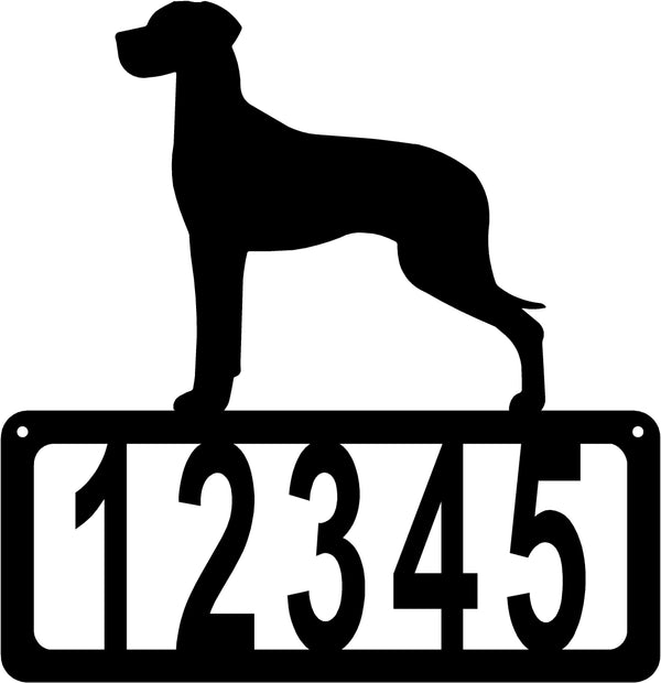 An Address Sign with a Great Dane Dog