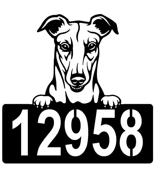 Greyhound Address Sign - Detailed Dog Design with Custom House Numbers The Metal Peddler