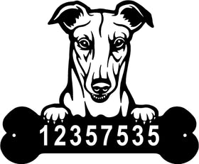 Greyhound Head and Dog Bone Sign with Custom Name or Numbers The Metal Peddler