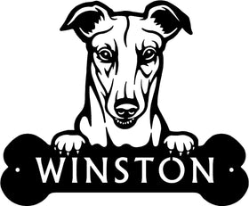 Greyhound Head and Dog Bone Sign with Custom Name or Numbers The Metal Peddler