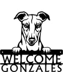 Greyhound Detailed Dog Face Welcome Sign or Custom Name The Metal Peddler