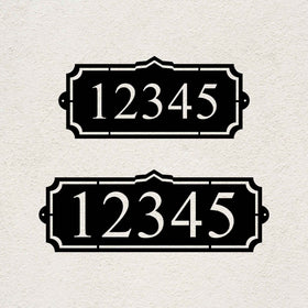 Heritage Crest personalized metal address sign with large custom house numbers