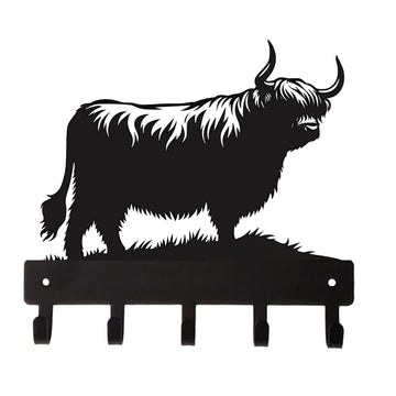 Highland Cow Wall Key Holder with 5 Hooks