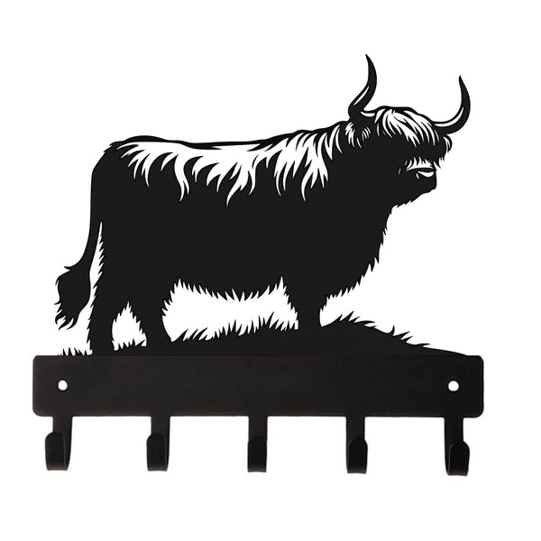 Highland Cow Wall Key Holder with 5 Hooks