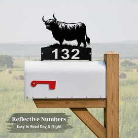 Highland Cow Mailbox Topper with Personalized House Numbers