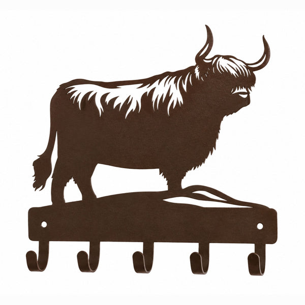 Highland Cow Wall Key Holder with 5 Hooks