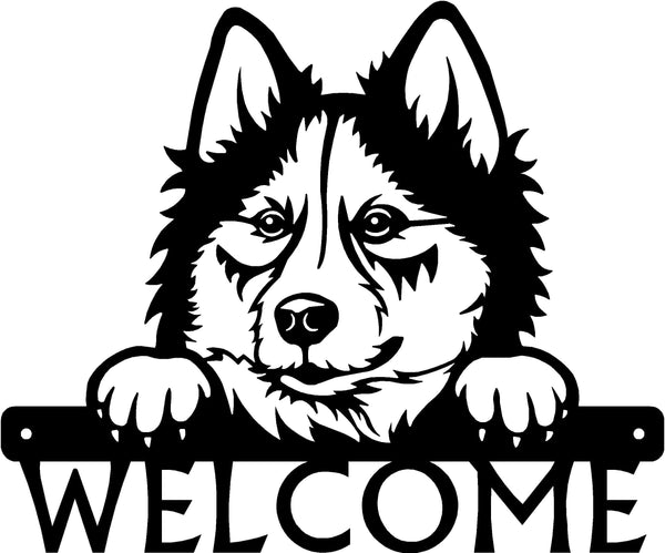 Husky Detailed Dog Face Welcome Sign or Custom Name The Metal Peddler