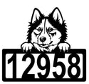 Husky Address Sign - Detailed Dog Design with Custom House Numbers The Metal Peddler