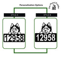 Husky Address Sign - Detailed Dog Design with Custom House Numbers The Metal Peddler