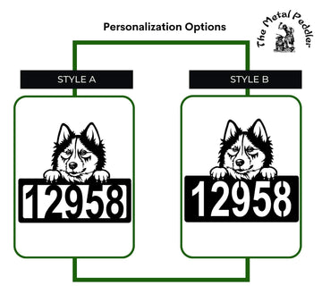 Husky Address Sign - Detailed Dog Design with Custom House Numbers