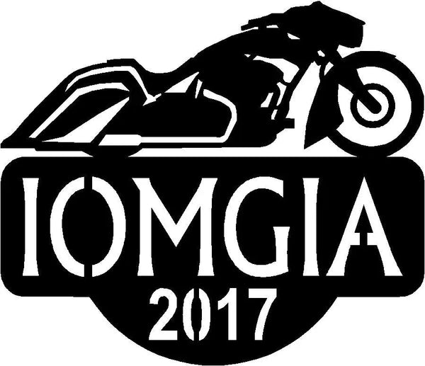 custom IOMGIA motorcycle sign