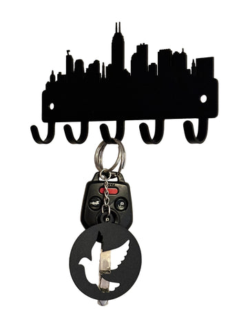 Indianapolis, IN City Skyline key rack/ leash holder with 5 hooks