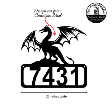 Fierce Dragon Address Sign – Framed Number Metal Art The Metal Peddler