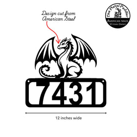 Graceful Dragon Address Sign –  Framed Number Metal Art The Metal Peddler