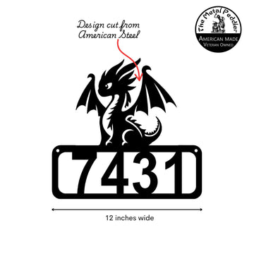 Young Dragon Address Sign –  Framed Number Metal Art The Metal Peddler
