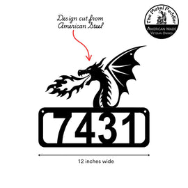 Dragon Head Address Sign –  Framed Number Metal Art The Metal Peddler