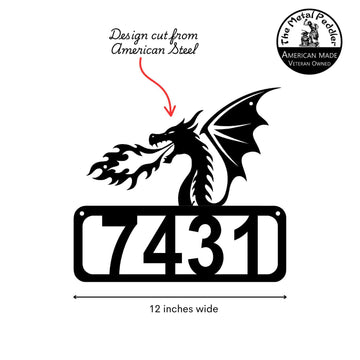 Dragon Head Address Sign –  Framed Number Metal Art The Metal Peddler