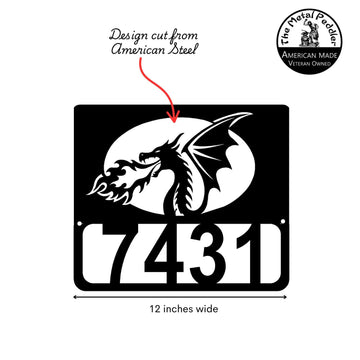 Fire Dragon Address Sign – Framed Number Metal Art The Metal Peddler